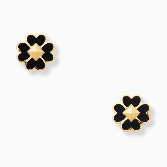 KATE SPADE Spades & Studs Enamel Studs - Black and Gold ($49 Retail) - Picture 1 of 4